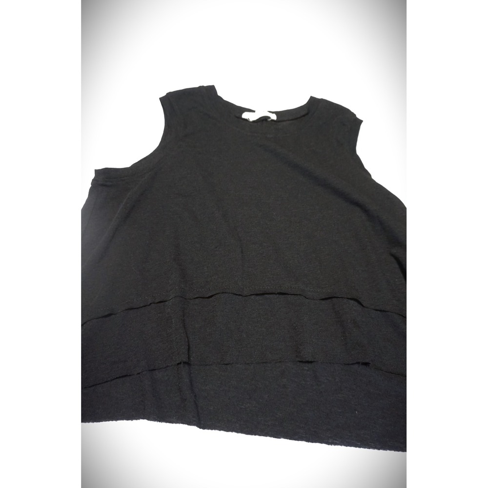 C&V Girls Black Layered Tiered Sleeveless Tank Top Size M 8-10‎ Slub Knit